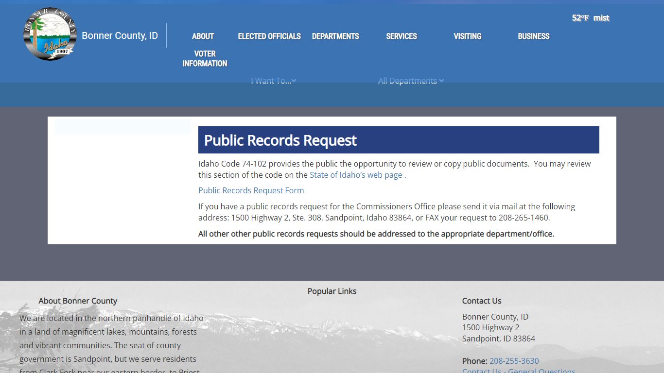 Bonner County - Public Records Request