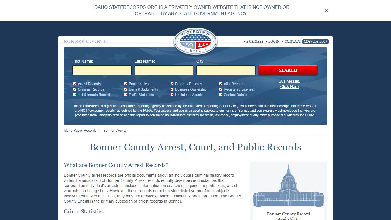 Bonner County Arrest, Court, and Public Records